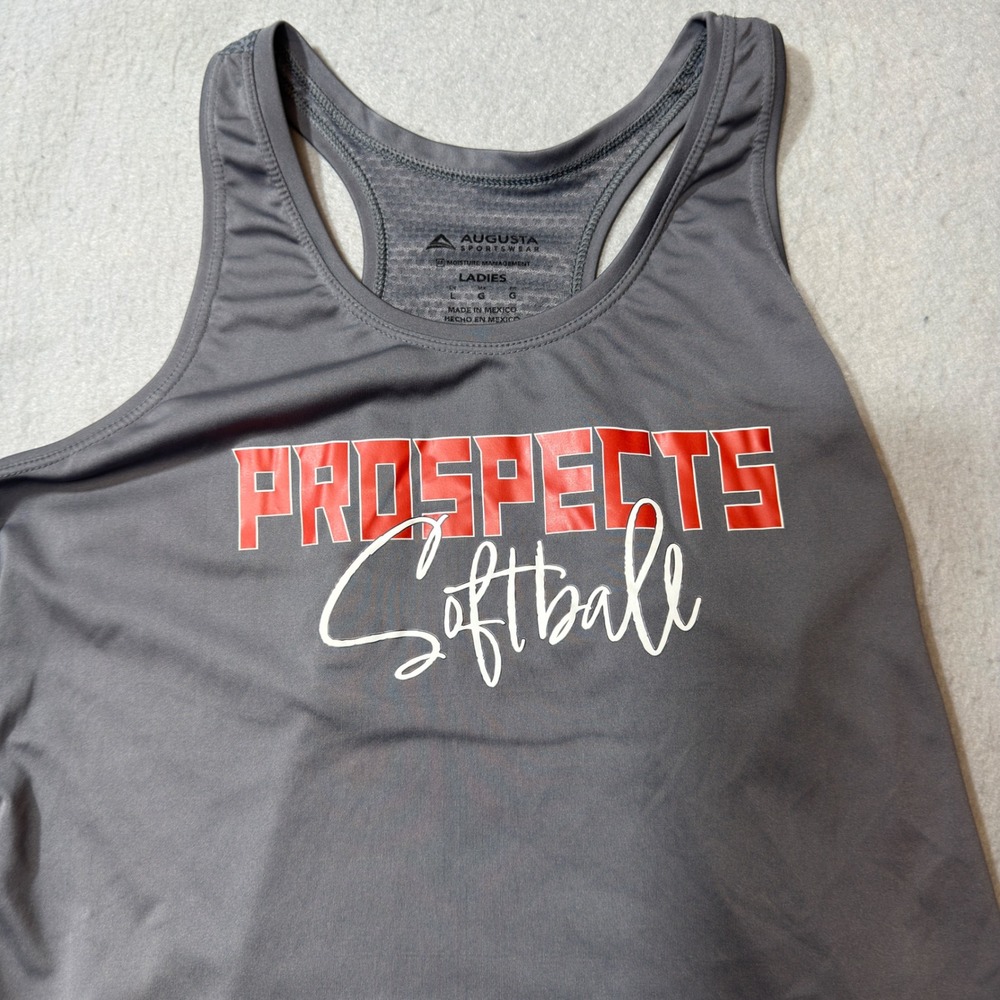 Augusta Sportswear Tank Top Women Large Gray Prospects Softball Racerback Mesh L